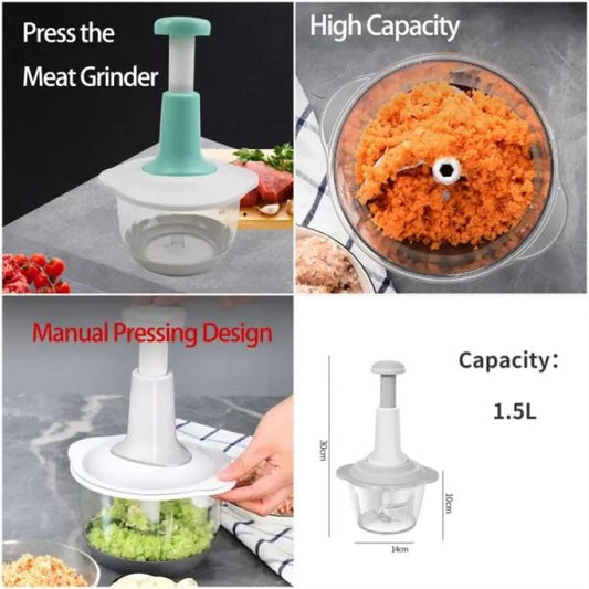 Manual Hand Push Chopper | Multi-functional Vegetable Meat Grinder, Grater, Chopper -2 Liter
