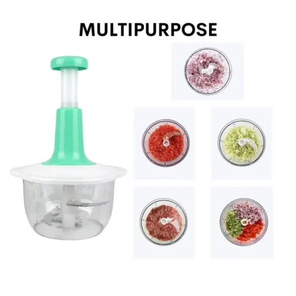 Manual Hand Push Chopper | Multi-functional Vegetable Meat Grinder, Grater, Chopper -2 Liter