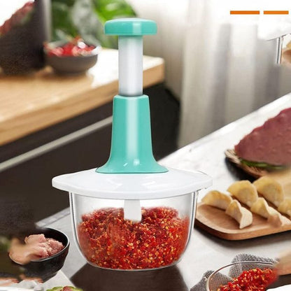 Manual Hand Push Chopper | Multi-functional Vegetable Meat Grinder, Grater, Chopper -2 Liter