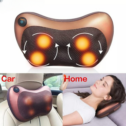 (nw000426) Car Head Massage Pillow Relax Vibrator Electric Shoulder Back Heating Kneading Infrared Therapy Shiatsu Neck Massager