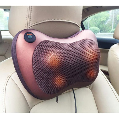 (nw000426) Car Head Massage Pillow Relax Vibrator Electric Shoulder Back Heating Kneading Infrared Therapy Shiatsu Neck Massager