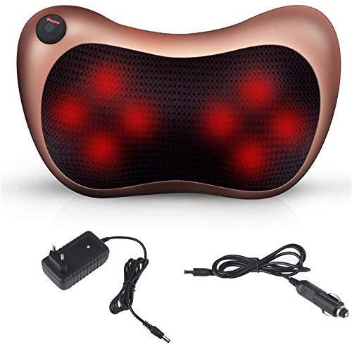 (nw000426) Car Head Massage Pillow Relax Vibrator Electric Shoulder Back Heating Kneading Infrared Therapy Shiatsu Neck Massager